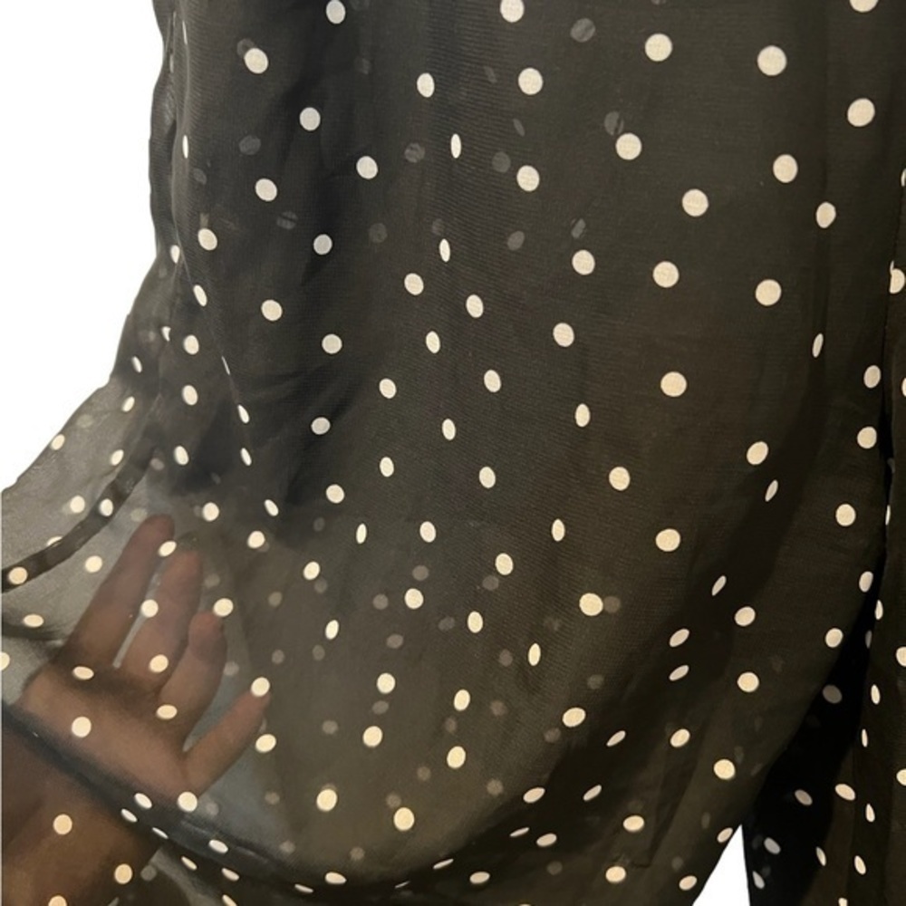 Black and white polka dot shear wide leg pants - Picture 6 of 6